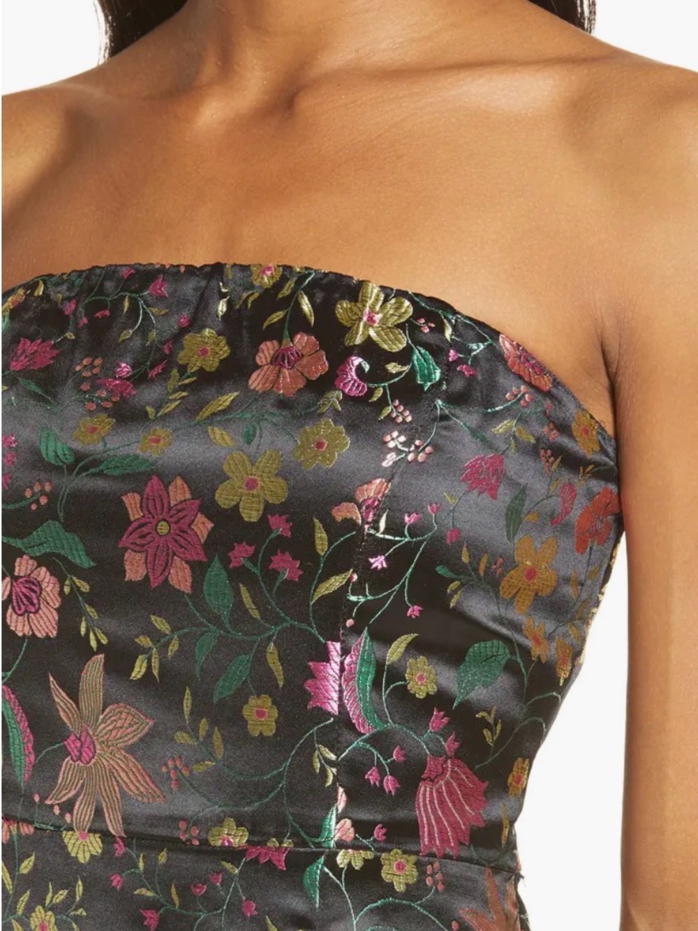 Lulus Floral Jacquard Satin Dress|Size XS - Picture 3 of 7